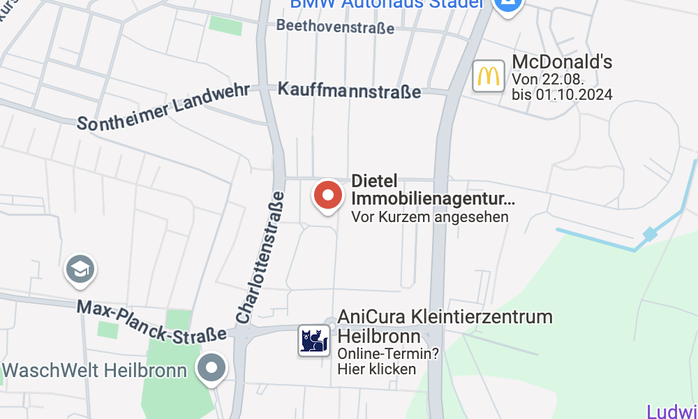Ausschnitt einer Karte von Googlemaps mit dem Standort der Firma